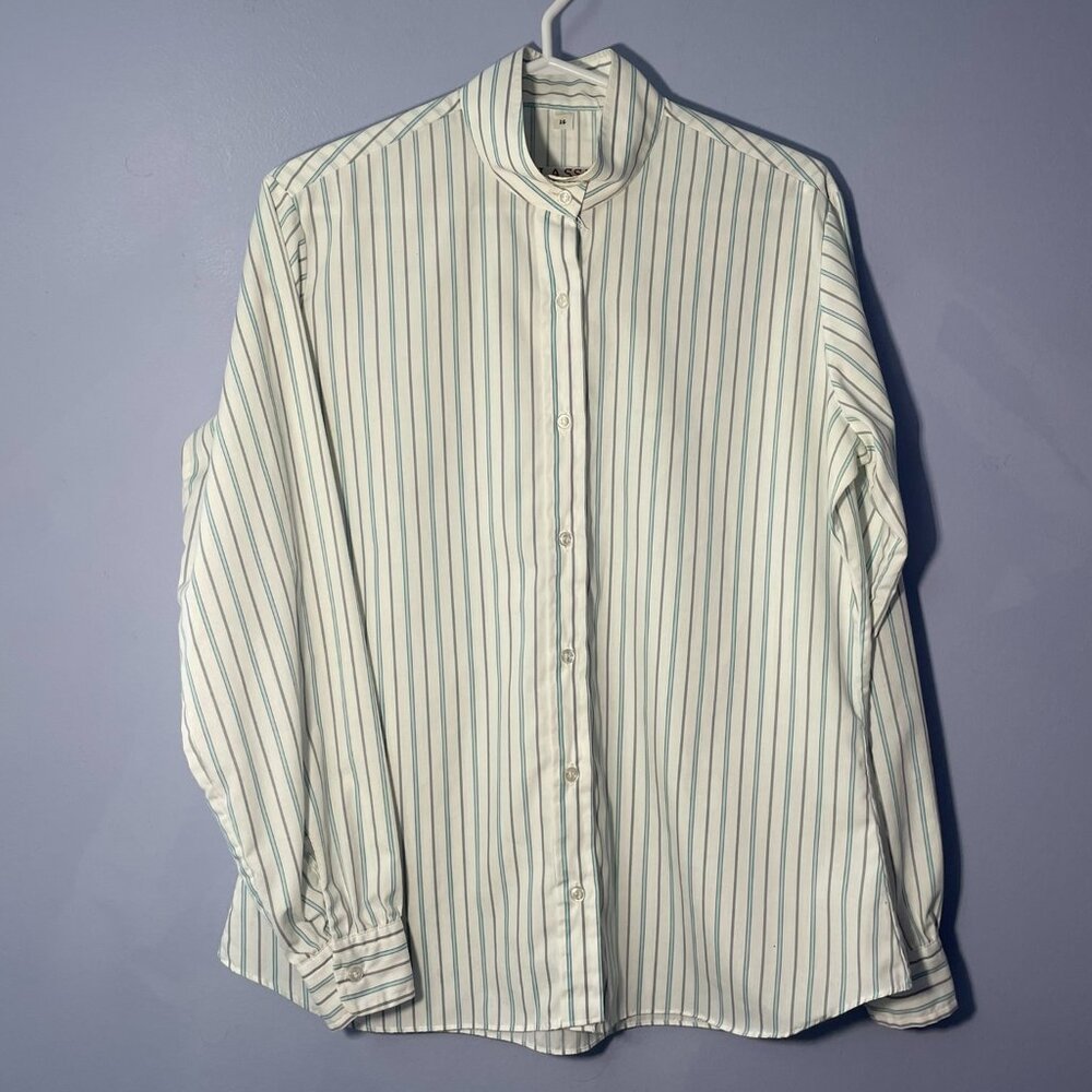 English Youth 16 'Classic' Show Shirt, white w/ blue stripes